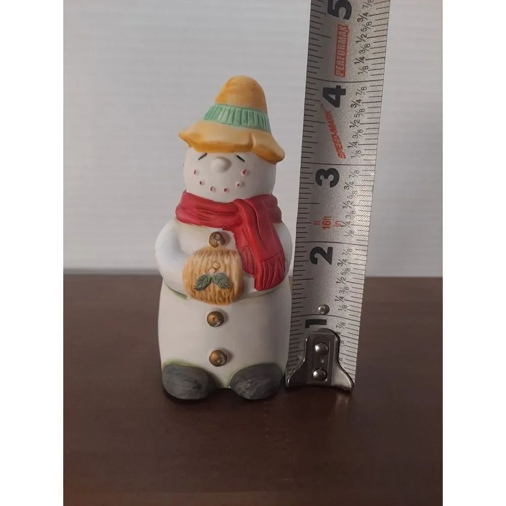 Vintage FEI Snowman Christmas Ceramic Bell Holiday Décor 4 Inches Tall‎